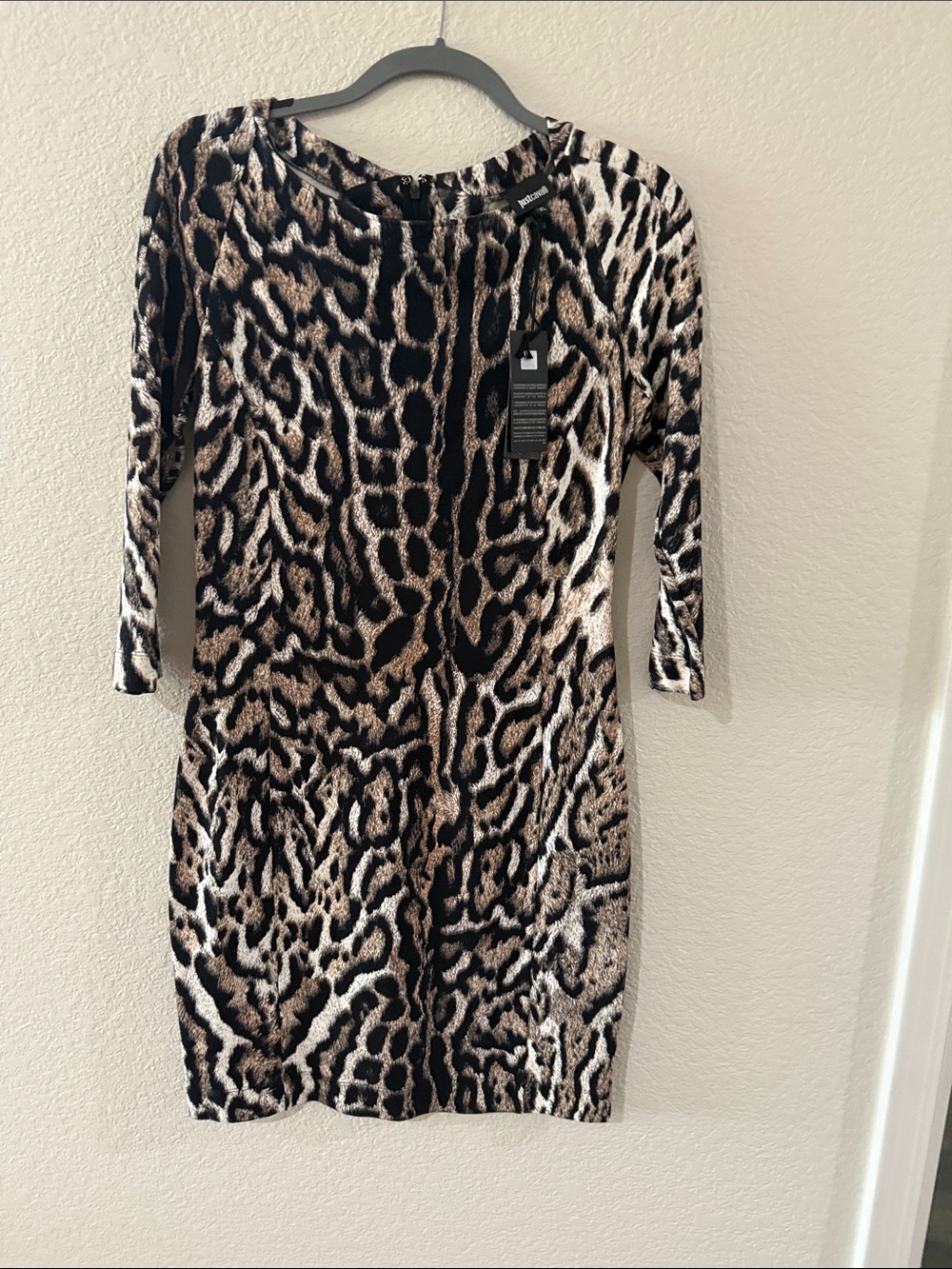 Just Cavalli Leopard-Print Knit Dress in Brown and Black
